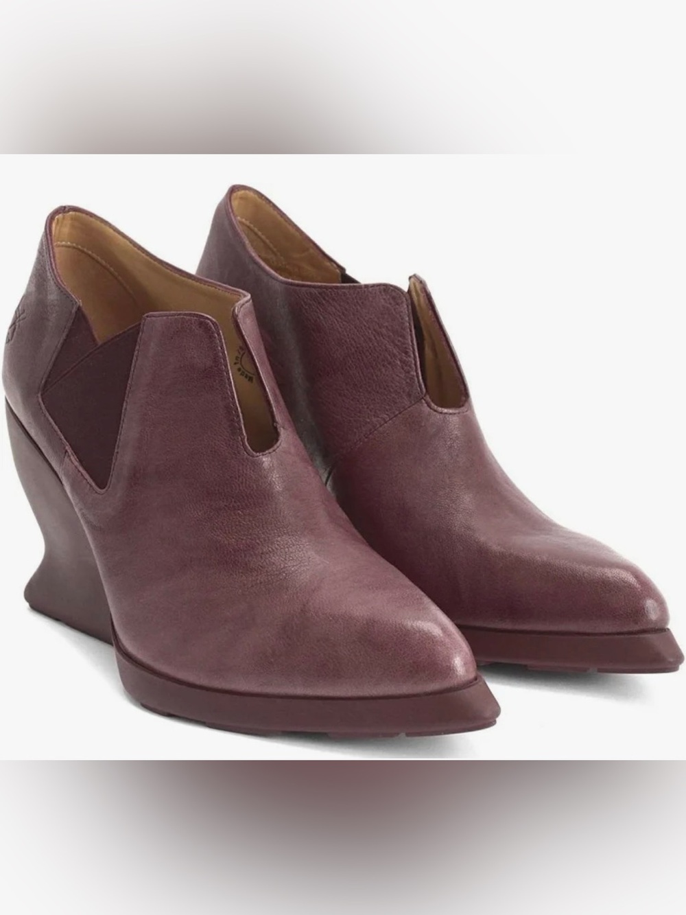 John Fluevog Burgundy Wedge Heels